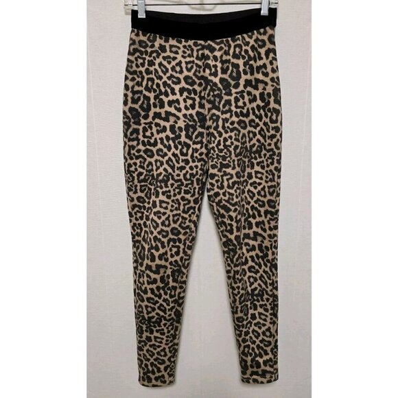 Zara Womens Leopard Print Leggings Size Small Soft Textured - Picture 1 of 6